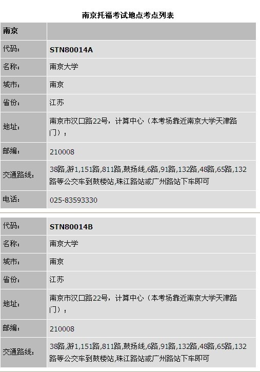 南京托福考点