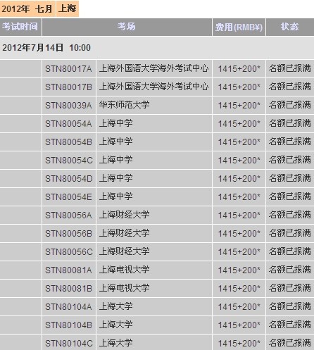 上海7月托福考位