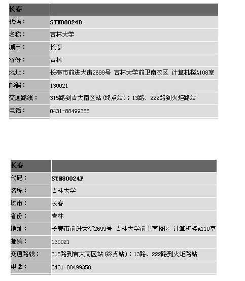 2012年新GRE考试长春考点