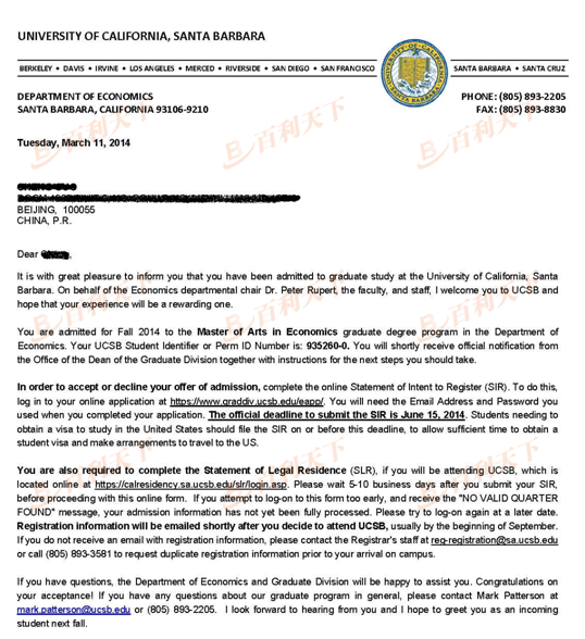 加州大学圣塔芭芭拉分校  经济学专业硕士