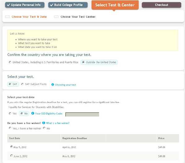 SAT考场和日期的选择