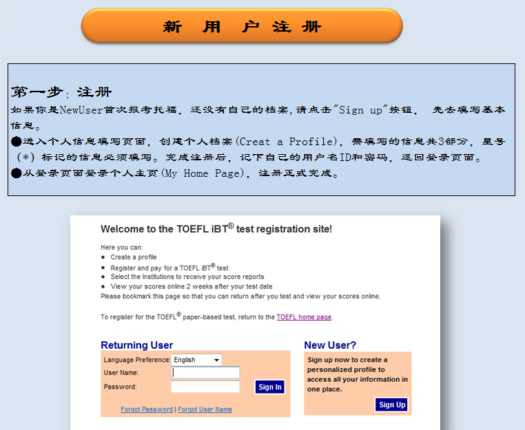 美国托福报名流程