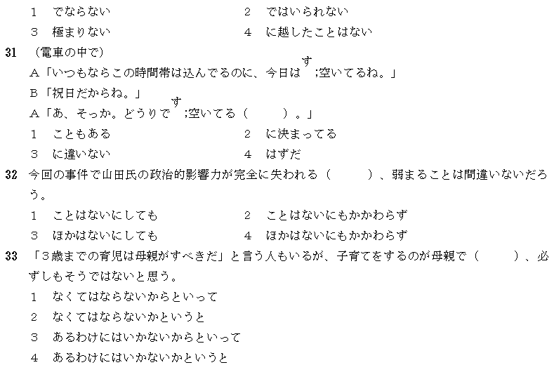 2010年7月日语能力考一级真题文字部分02