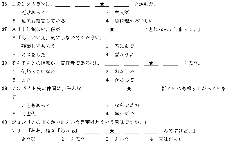 2010年7月日语能力考一级真题文字部分02
